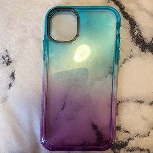 iPhone 11 phone case blue and purple see through
